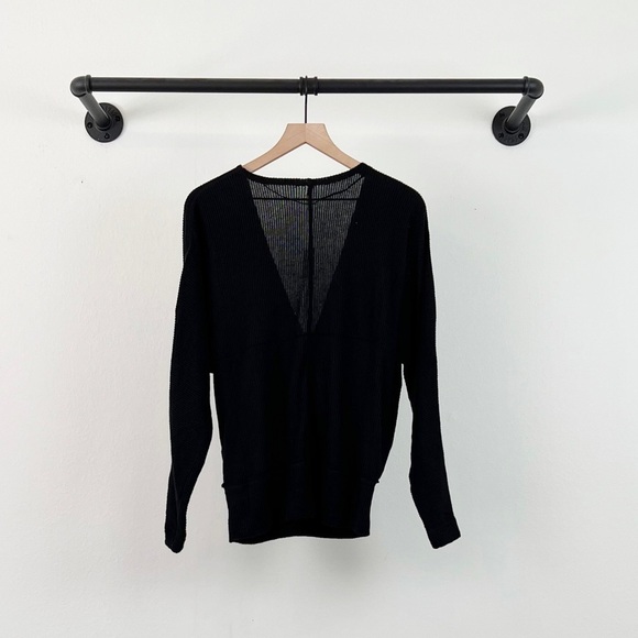 NWT Free People Cozy With You Pullover Faux Wrap Sweater in Black - Picture 5 of 6